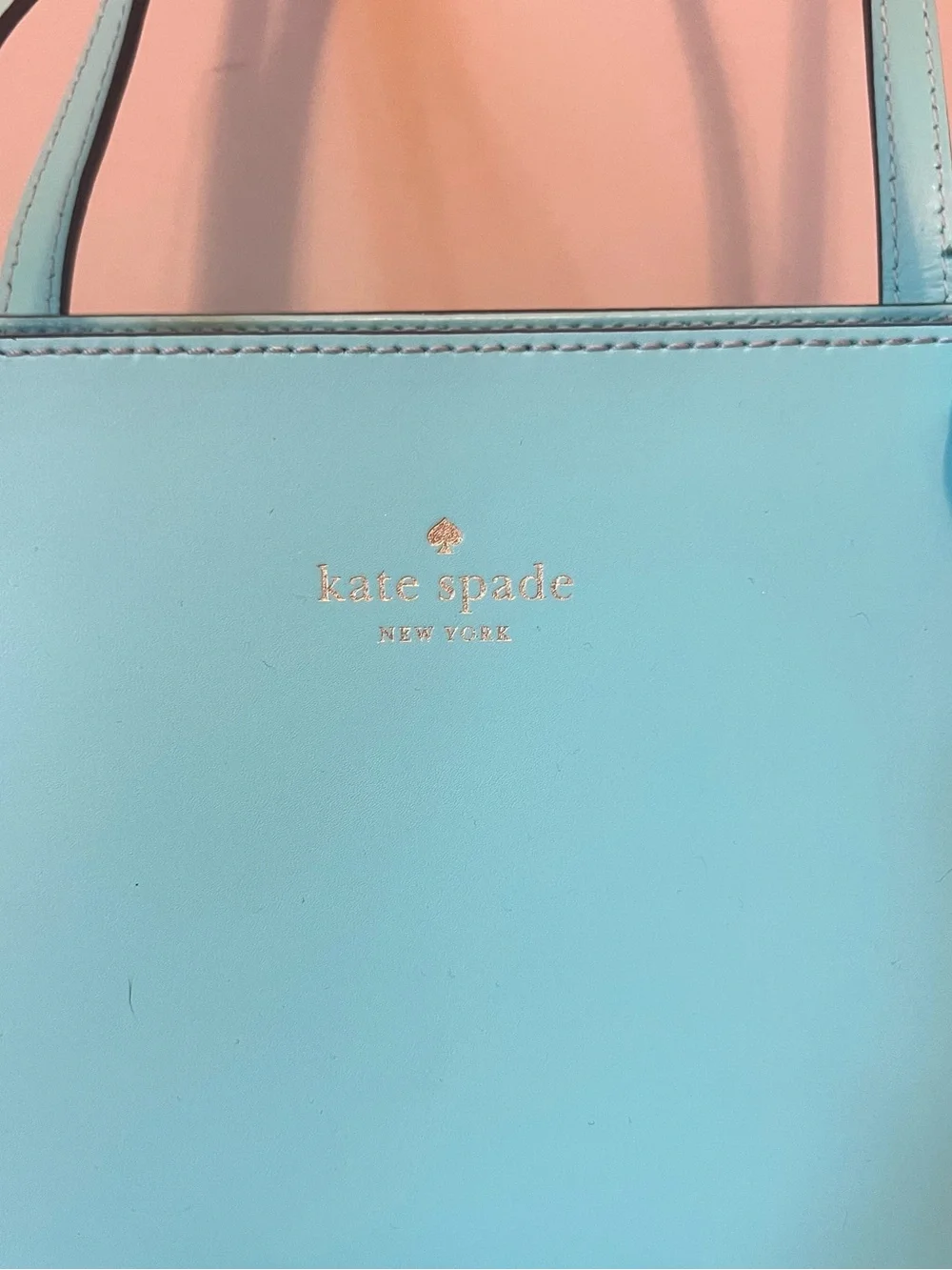 kate spade Turquoise Leather Tote with Logo Charm